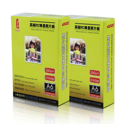A6 RC 260gsm Silky Woven Double Sided Glossy Inkjet Paper Premuim Waterproof